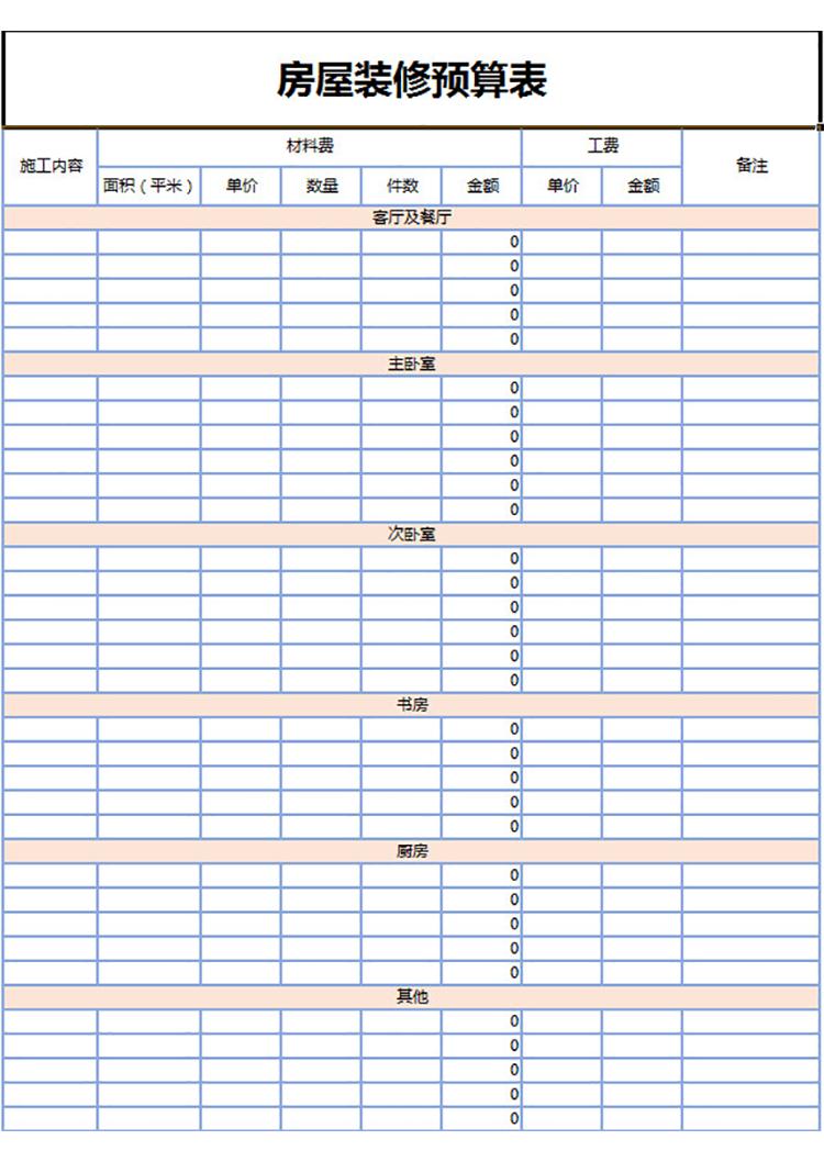 房屋裝修預(yù)算表-1