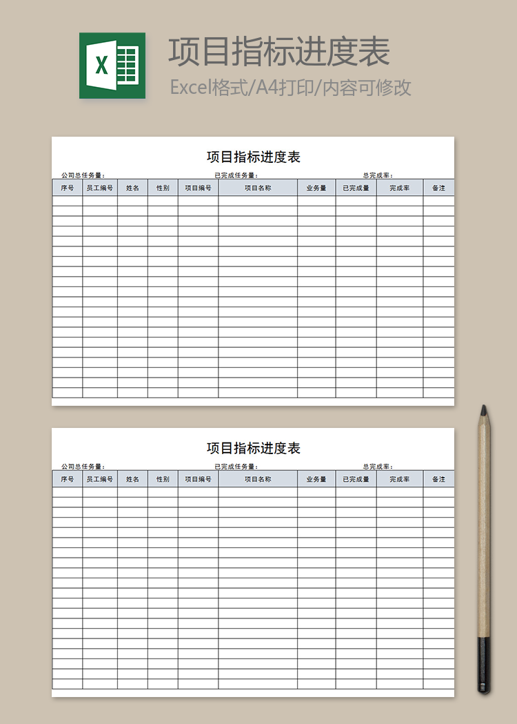 項目指標(biāo)進(jìn)度表