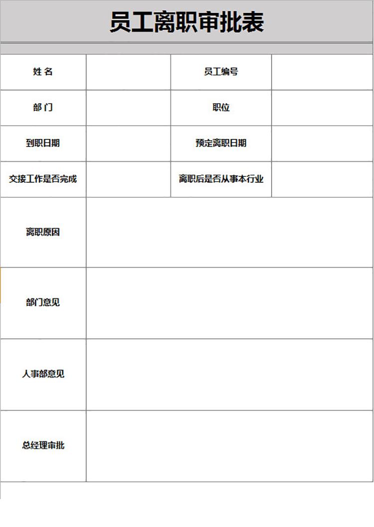 企業(yè)員工通用離職審批表-1