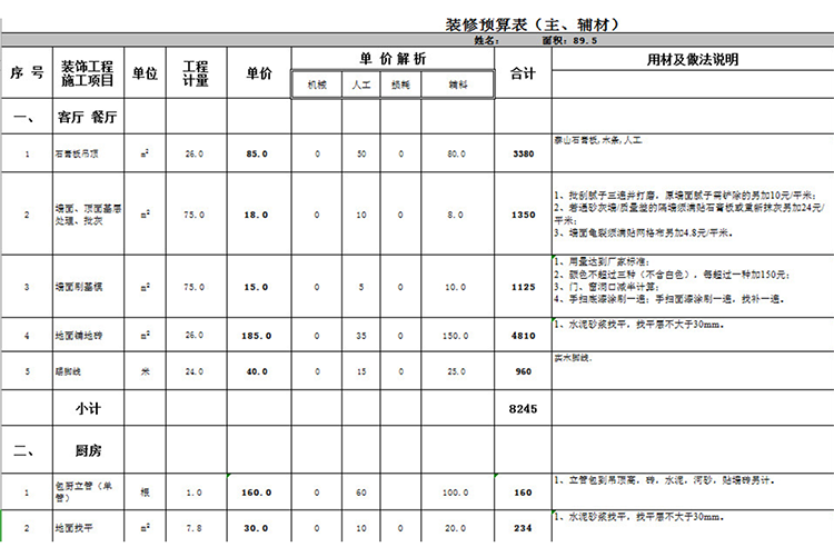 裝修公司預算表-1