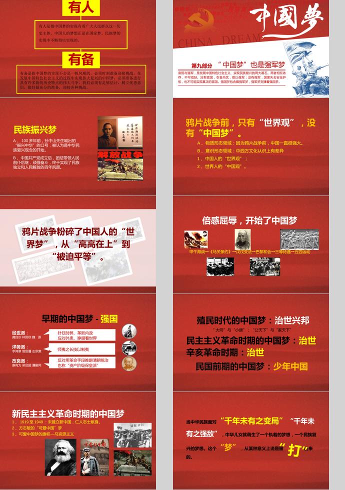氣質(zhì)紅中國夢學(xué)習(xí)ppt模板-4