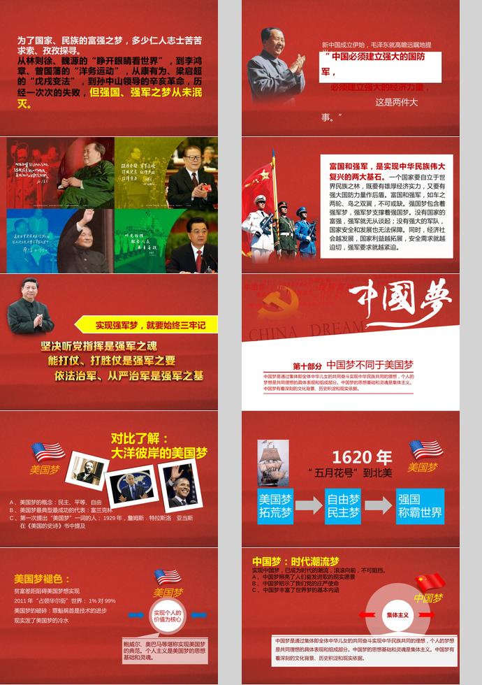 氣質(zhì)紅中國夢學(xué)習(xí)ppt模板-5