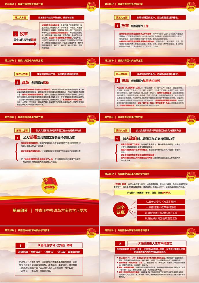 大紅色莊嚴共青團中央改革方案ppt模板-2