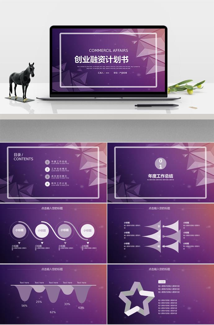 紫色簡(jiǎn)約創(chuàng)業(yè)融資PPT模板