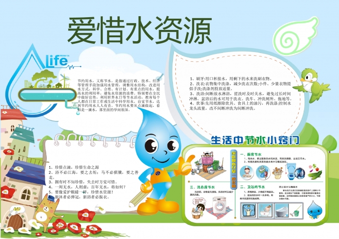 2019精美圖文集合生活節(jié)水小竅門手抄報(bào)