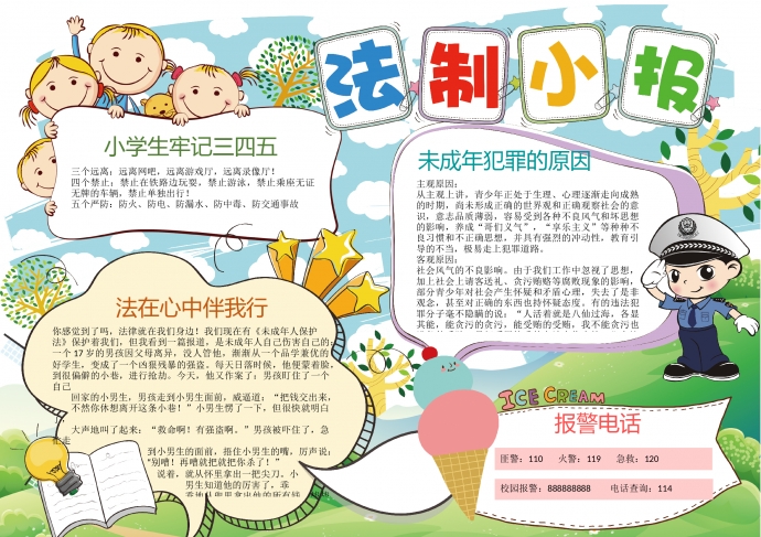 中小學生未成年法制法律宣傳小報