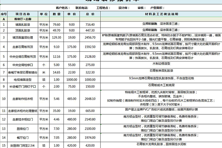 現(xiàn)場裝修報(bào)價(jià)單-1