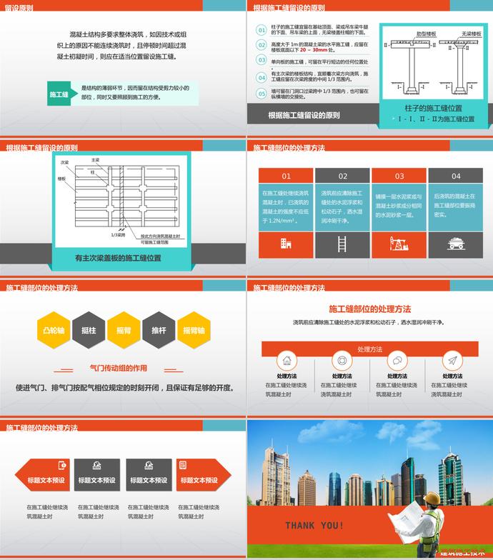 橙色系簡約風混凝土工程畢業答辯PPT模板-2