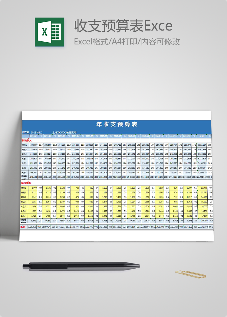 年收支預(yù)算表Excel模板