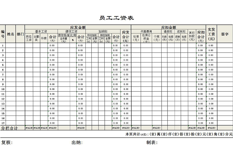 標(biāo)準(zhǔn)工資表excel模板-1