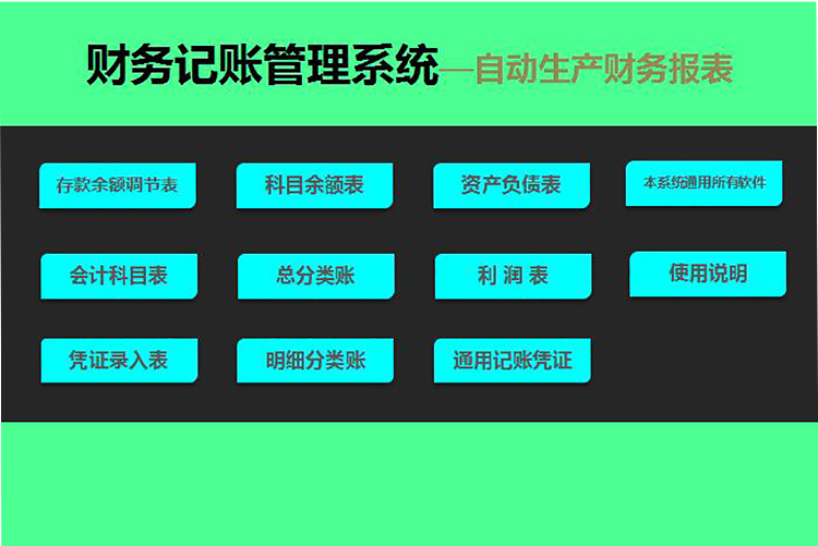 熒光綠精美風(fēng)財(cái)務(wù)記賬管理系統(tǒng)excel模板-1