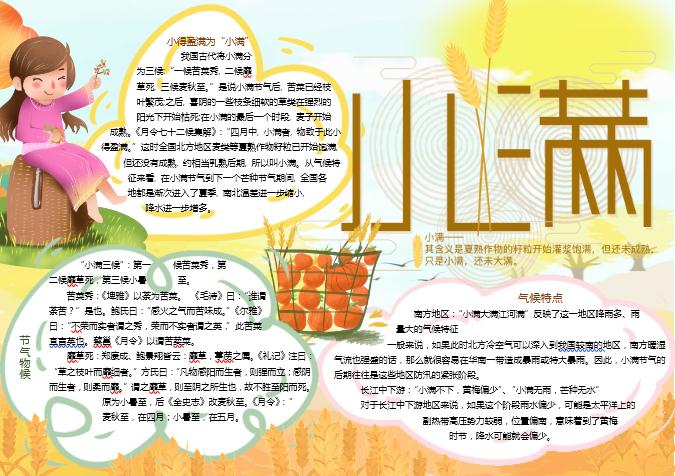 豐收小滿節(jié)氣手抄報(bào)Word模板