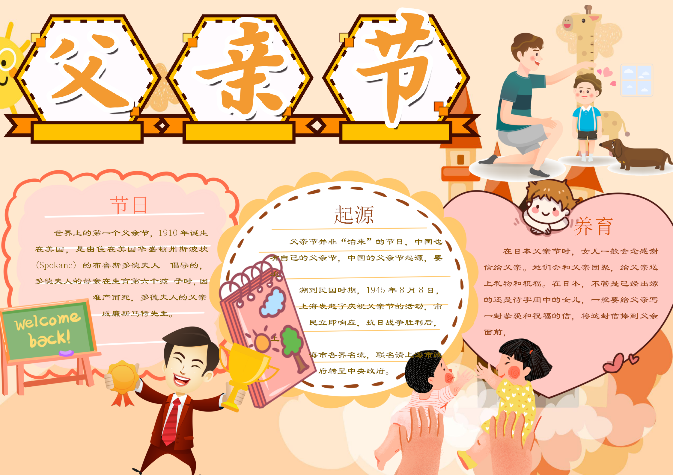 簡約感恩父親節(jié)手抄報