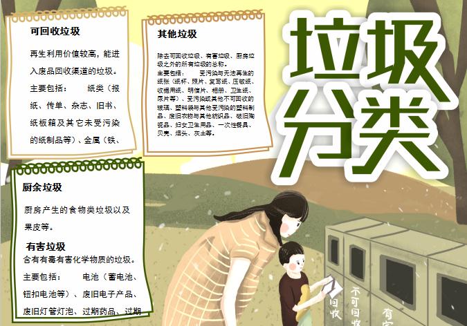 暗色簡(jiǎn)約風(fēng)格垃圾分類小報(bào)手抄報(bào)word模板