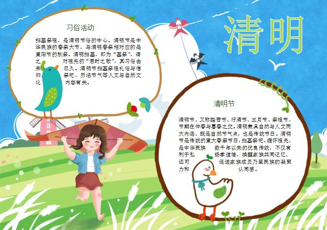 清明節(jié)習(xí)俗手抄報(bào)Word模板