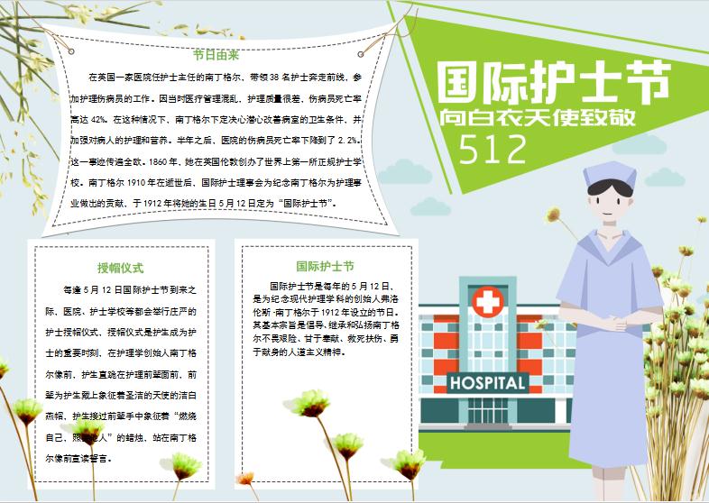小清新卡通簡(jiǎn)約風(fēng)護(hù)士節(jié)手抄報(bào)模板