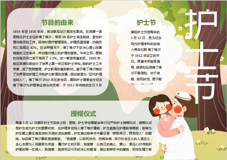 彩繪國際護士節手抄報Word模板