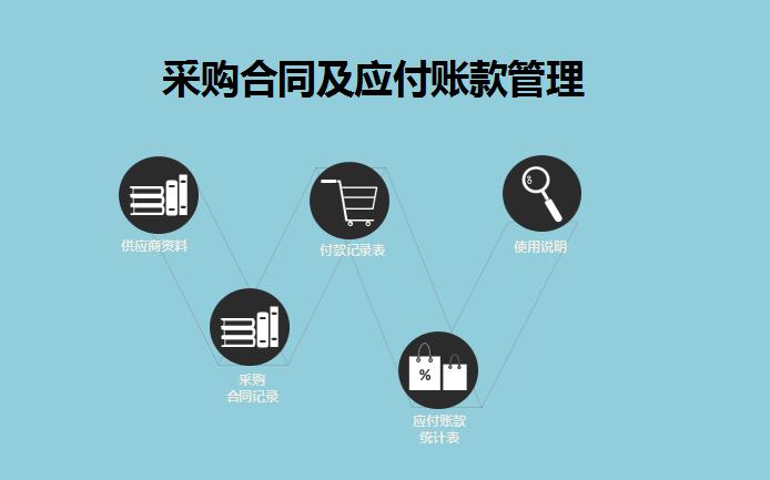 天藍色系采購合同管理系統(tǒng)excel表格模板