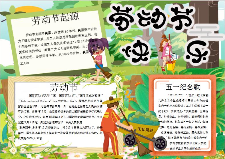 精美五一勞動(dòng)節(jié)手抄報(bào)Word模板