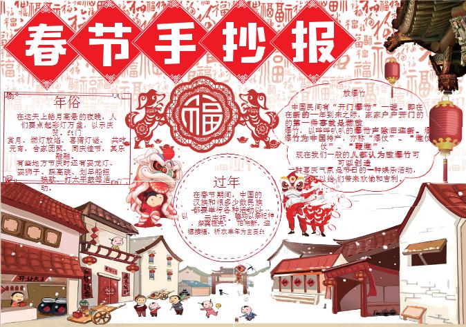 春節習俗新年小報word手抄報