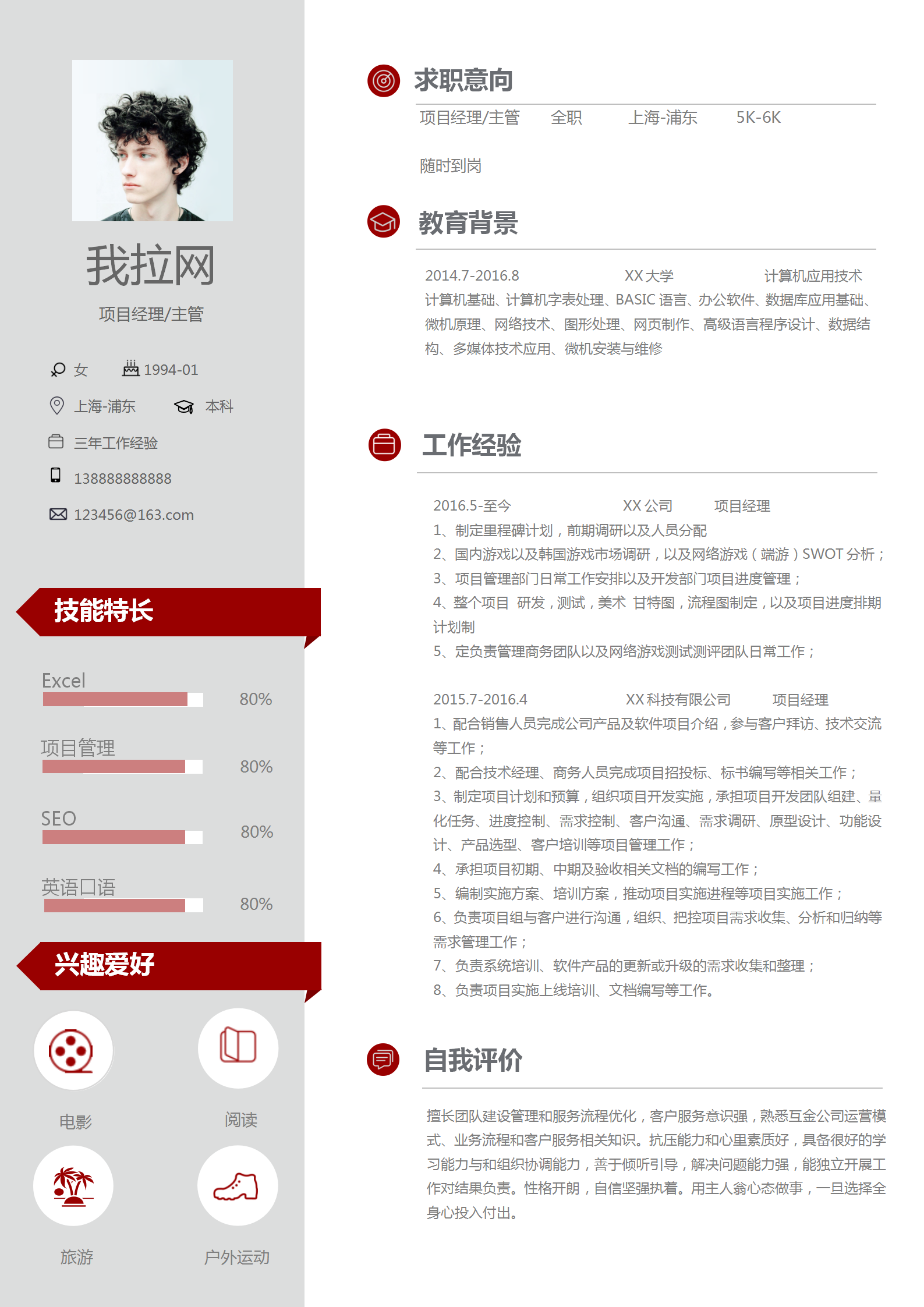 項(xiàng)目主管項(xiàng)目經(jīng)理求職簡歷