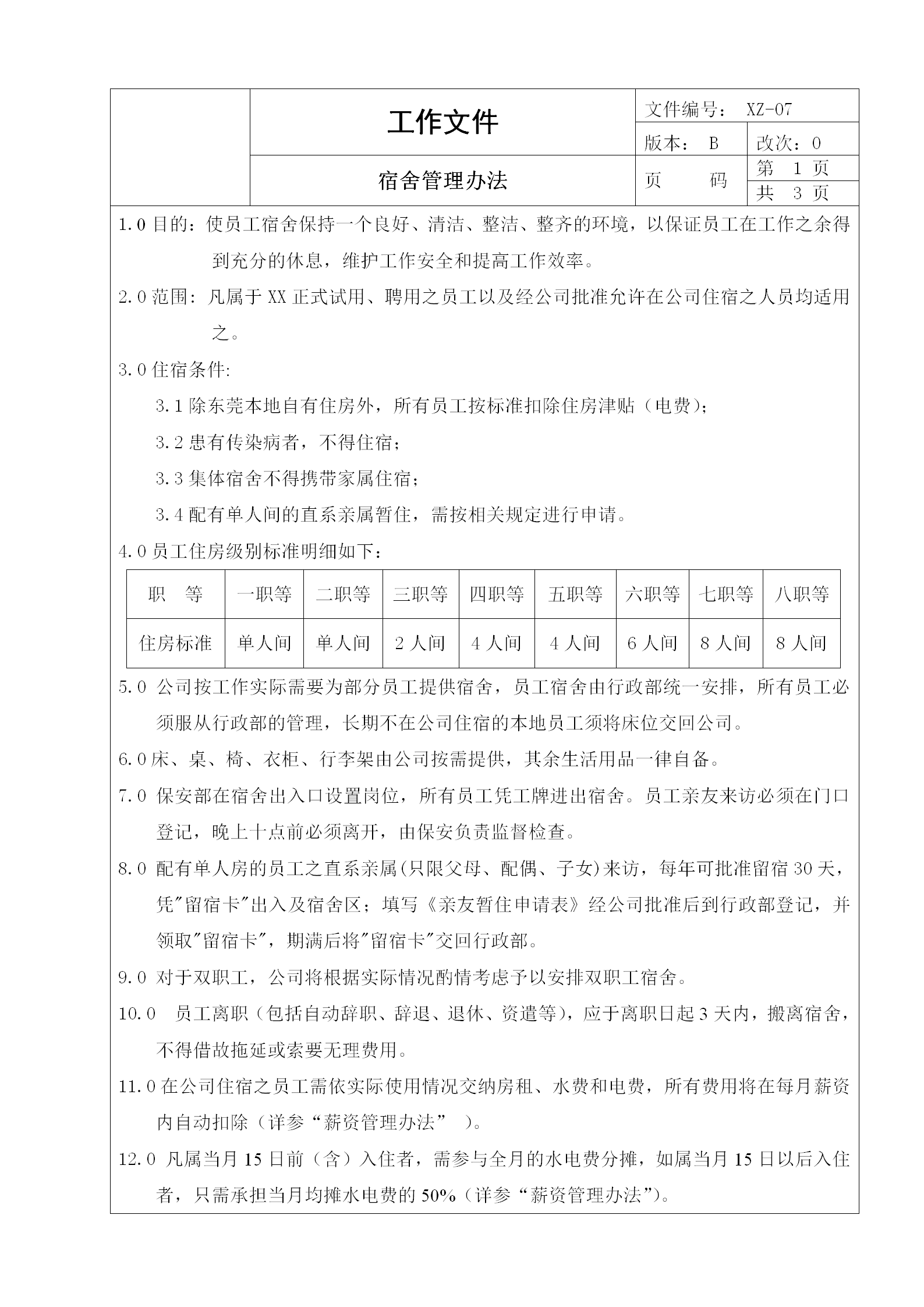 員工宿舍規章制度word模板