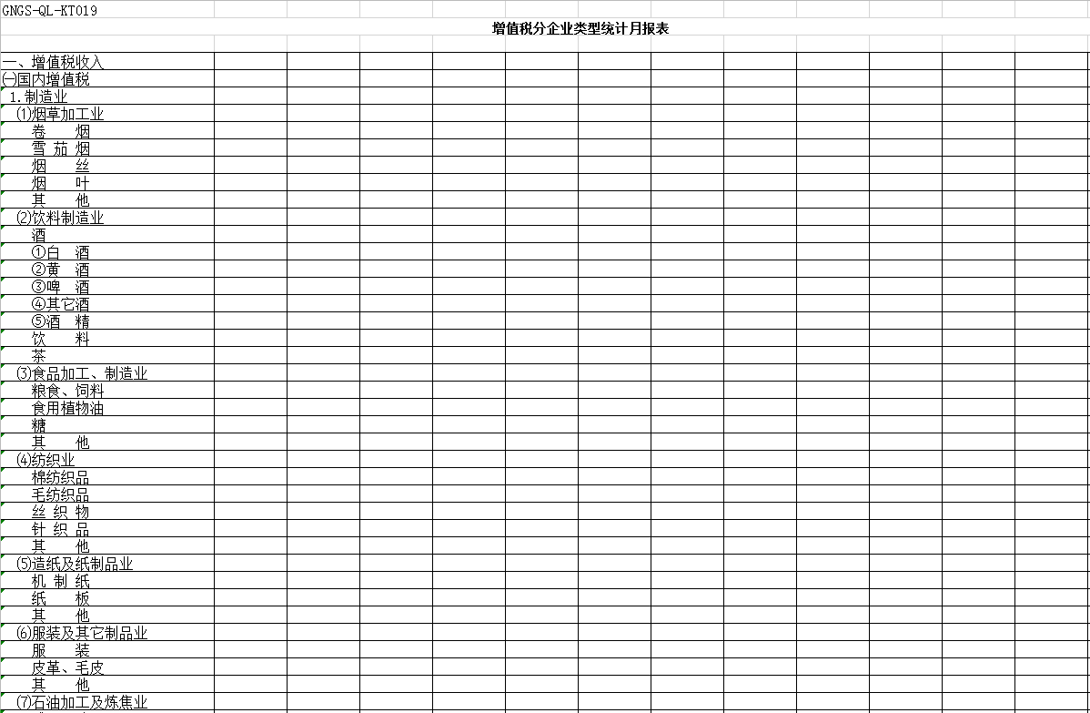 增值稅分企業(yè)類型統(tǒng)計月報表Excel模板