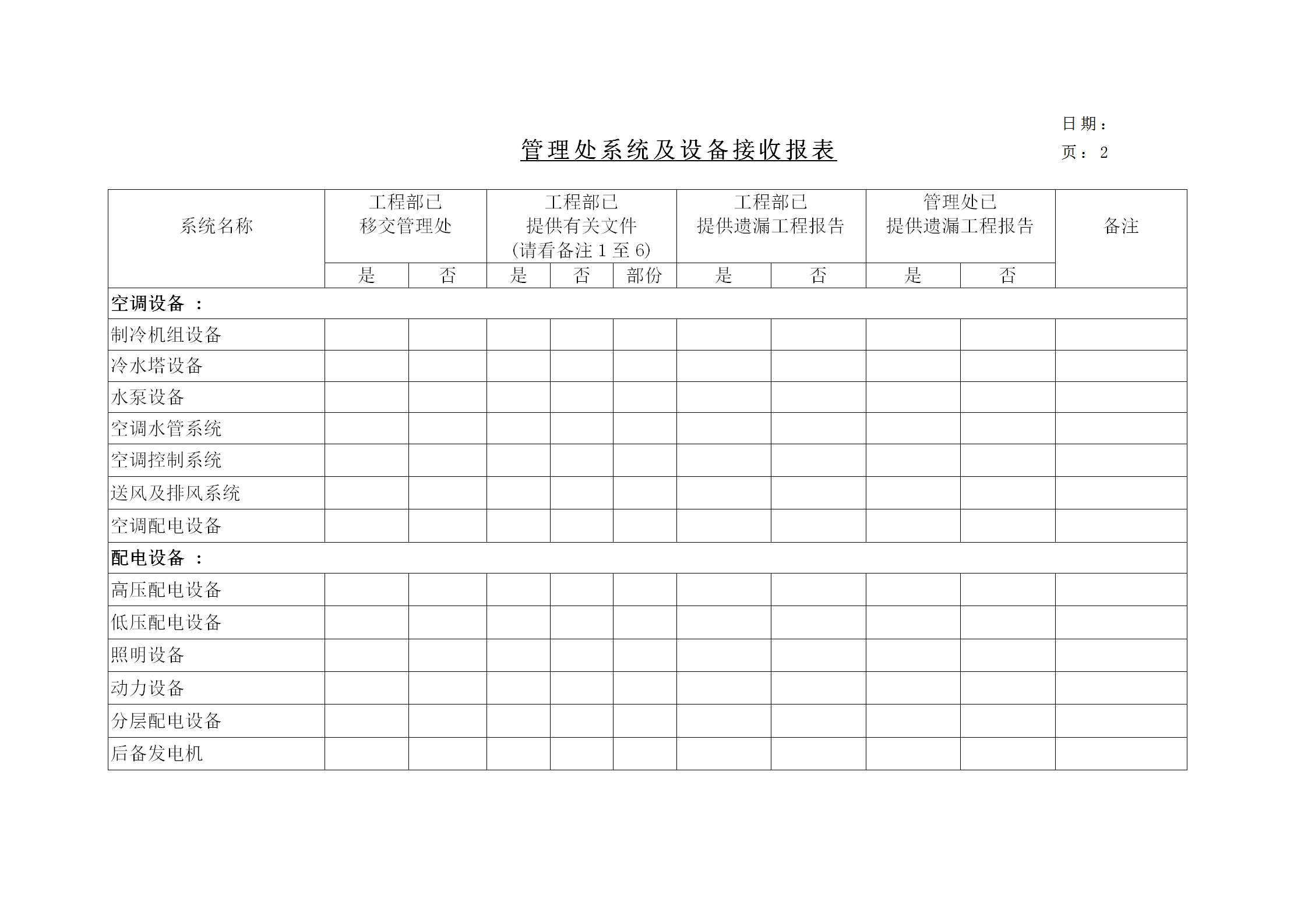 管理處系統(tǒng)及設(shè)備接收統(tǒng)計報表word模板-1