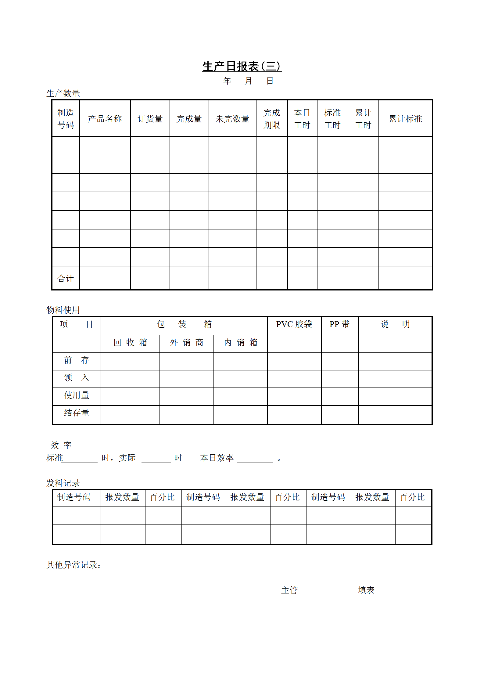 公司生產日統計報表(三)word模板