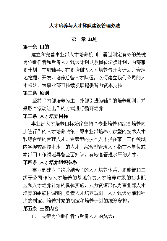 人才培養(yǎng)與人才梯隊建設word模板