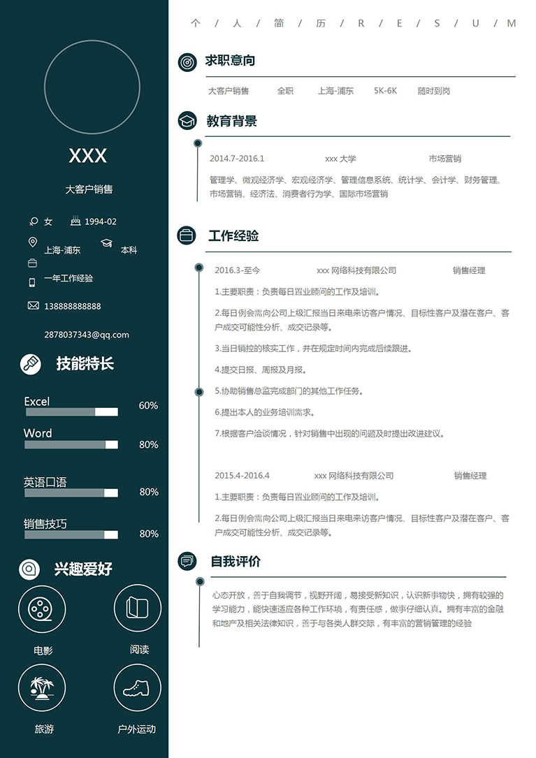 墨藍(lán)簡(jiǎn)約風(fēng)銷售經(jīng)理個(gè)人簡(jiǎn)歷模板-1