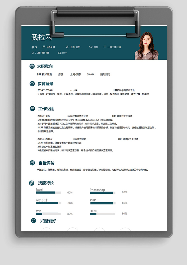 ERP開發(fā)工程技術(shù)負責人簡歷模板-1