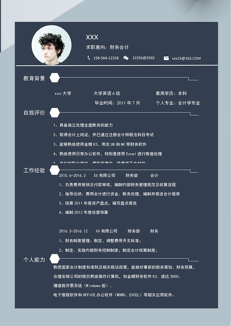 深藍(lán)色大氣風(fēng)格會(huì)計(jì)個(gè)人簡(jiǎn)歷模板-1