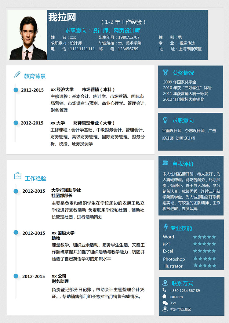 藍(lán)色極簡風(fēng)格設(shè)計(jì)師個(gè)人簡歷模板-1