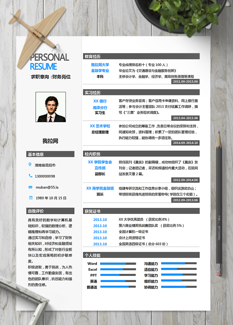 高端通用商務(wù)風(fēng)財(cái)務(wù)會計(jì)金融行業(yè)簡歷