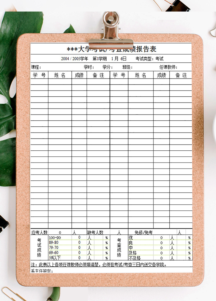 大學考試考查成績報告表-1